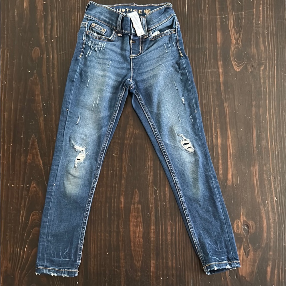 Justice Blue Distressed girls Jeans size 7 slim New without tags Never worn.